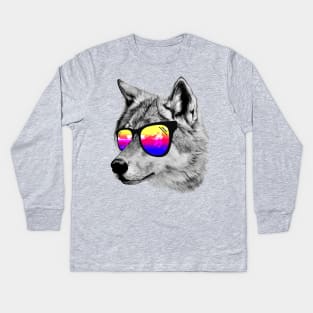 Cool Wolf Kids Long Sleeve T-Shirt